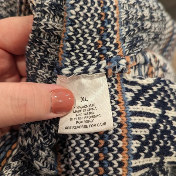 Hippie Rose Blue Brown Aztec Woven Knit  Sweater Woman's XL - Picture 9 of 10